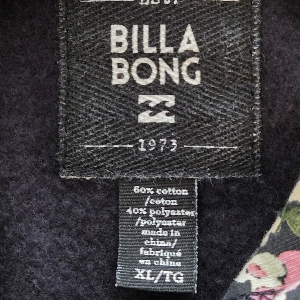 Billabong Hoodie Women's XL (Fits like a Large) Black / Floral Multicolor RARE - Picture 4 of 7